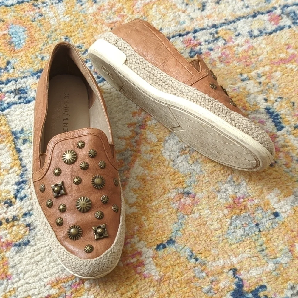 Donald J. Pliner Pamela Embellished Leather Espadrille Slip-On Sneakers 6.5